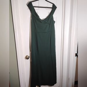 Green Off Shoulder Maxi Dress Shein